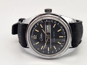 Vintage 1960s Chateau Men Automatic 5 ATM Diver Watch Day / Date Tachymetre 37mm